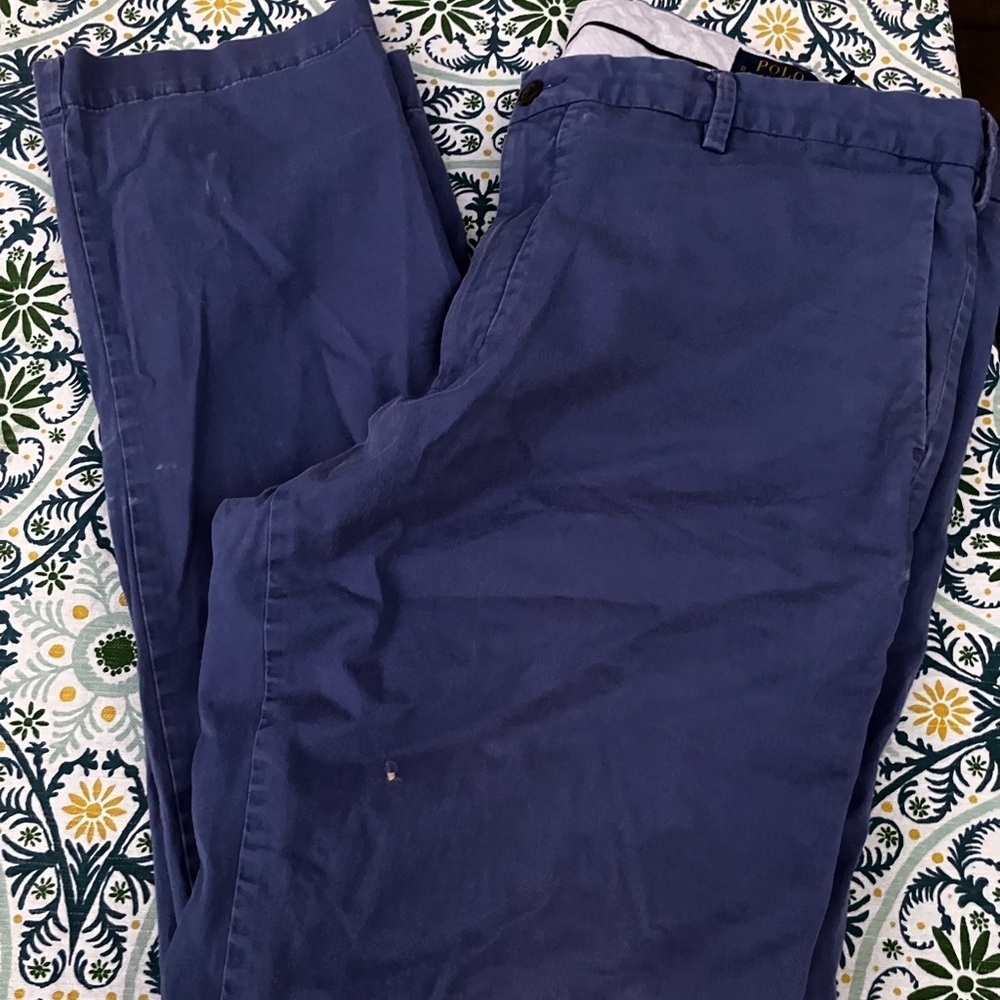 1980’s Polo Ralph Lauren Men's Classic Blue Chinos *damaged* stretch slim fit 38 - Picture 10 of 10